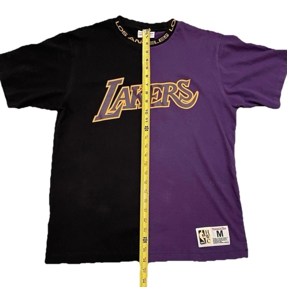 Mitchell & Ness LA Lakers T-shirt Size Medium NBA Hardwood Classics Black Purple - Picture 6 of 11